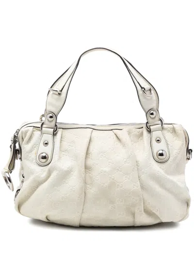 Pre-owned Gucci 2016-2025 Ssima Icon Bit Satchel In White