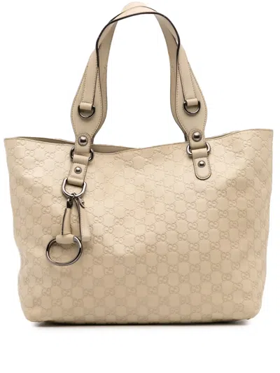 Pre-owned Gucci 2016-2025 Ssima Icon Bit Tote Bag In Brown
