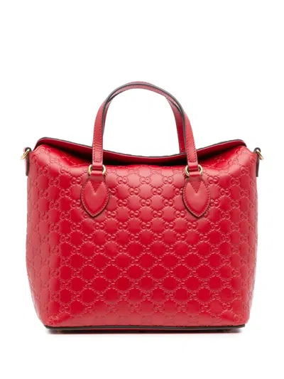 Pre-owned Gucci 2016-2025 Ssima Linea A Fold Over Satchel In Red