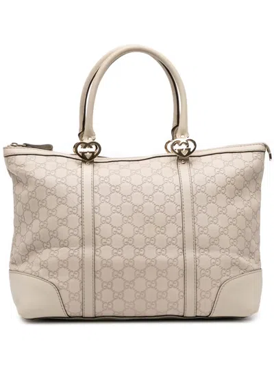 Pre-owned Gucci 2016-2025 Ssima Lovely Heart Tote Bag In Brown