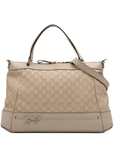 Pre-owned Gucci 2016-2025 Ssima Mayfair Satchel In Brown