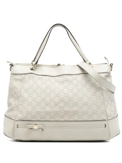 Pre-owned Gucci 2016-2025 Ssima Mayfair Satchel In White