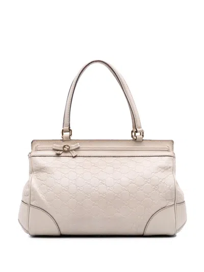 Pre-owned Gucci 2016-2025 Ssima Mayfair Tote Bag In White