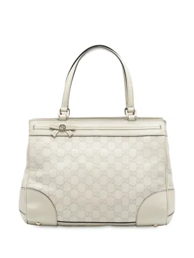 Pre-owned Gucci 2016-2025 Ssima Mayfair Tote Bag In White