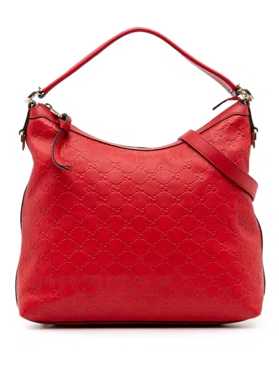 Pre-owned Gucci 2016-2025 Ssima Miss Gg Satchel In Red