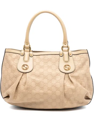 Pre-owned Gucci 2016-2025 Ssima Scarlett Tote Bag In Brown