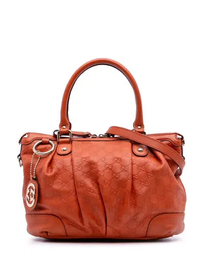 Pre-owned Gucci 2016-2025 Ssima Sukey Satchel In Orange