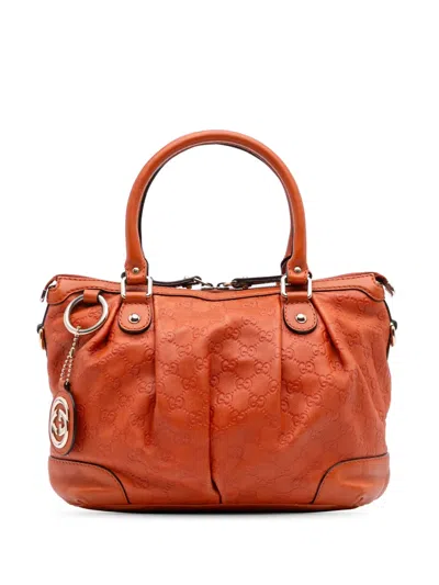 Pre-owned Gucci 2016-2025 Ssima Sukey Satchel In Orange
