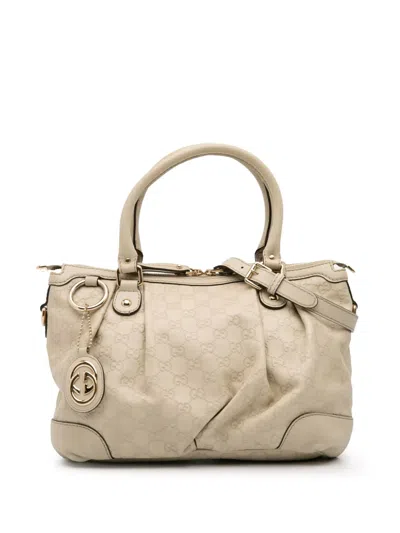 Pre-owned Gucci 2016-2025 Ssima Sukey Satchel In White