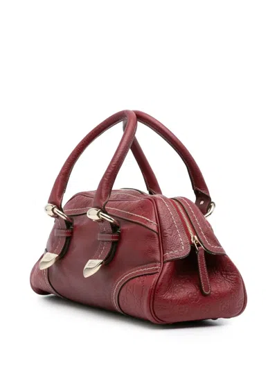 Pre-owned Gucci 2016-2025 Ssima Trimmed Leather Signoria Handbag In Red