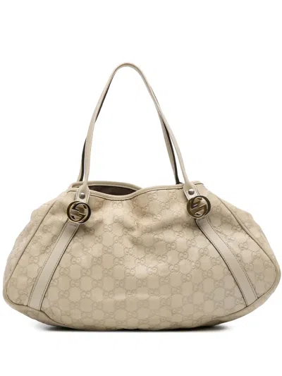 Pre-owned Gucci 2016-2025 Ssima Twins Shoulder Bag In White