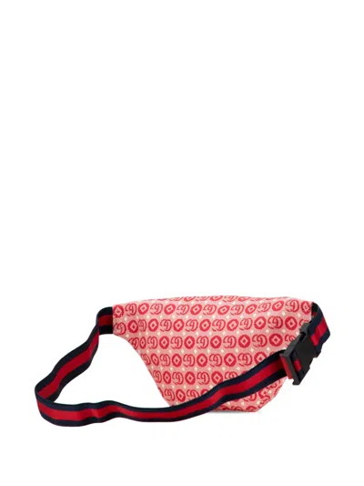 Pre-owned Gucci 2016-2025 Kids Gg Supreme Stars Web Belt Bag In Red