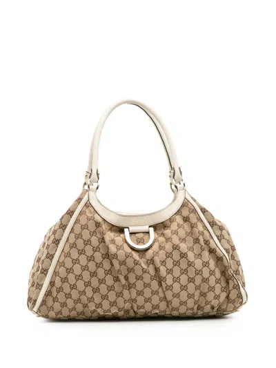 Pre-owned Gucci 2016-2025 Large Gg Canvas Abbey D Ring Shoulder Bag In Brown