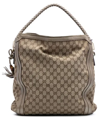 Pre-owned Gucci 2016-2025 Large Gg Canvas Bella Shoulder Bag In Brown