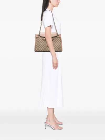 Pre-owned Gucci 2016-2025 Large Gg Canvas Emily Shoulder Bag In Brown