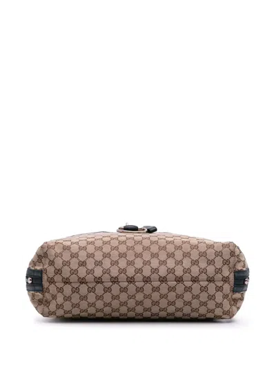 Pre-owned Gucci 2016-2025 Large Gg Canvas Icon Bit Zip Tote Bag In Blue