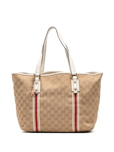 Pre-owned Gucci 2016-2025 Large Gg Canvas Jolicoeur Tote Bag In Brown