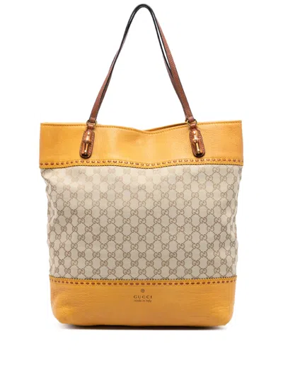 Pre-owned Gucci 2016-2025 Large Gg Canvas Laidback Crafty Tote Bag In Yellow
