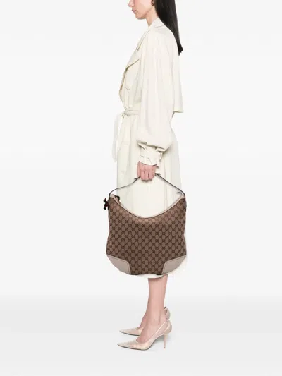 Pre-owned Gucci 2016-2025 Large Gg Canvas Princy Hobo Bag In Brown