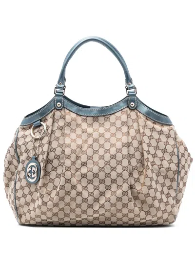 Pre-owned Gucci 2016-2025 Large Gg Canvas Sukey Tote Bag In Brown