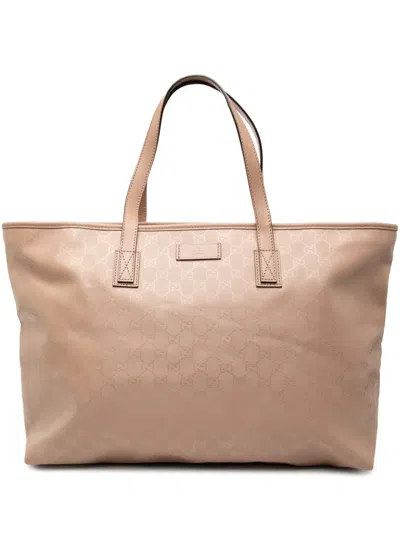 Pre-owned Gucci 2016-2025 Large Gg Imprime Joy Tote Bag In Brown