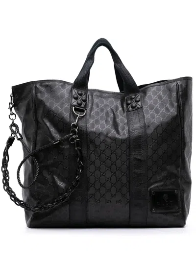 Pre-owned Gucci 2016-2025 Large Gg Imprime Oversized Tote Bag In Black