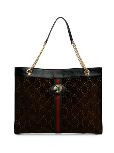 Pre-owned Gucci 2016-2025 Large Gg Velvet Rajah Tote Bag