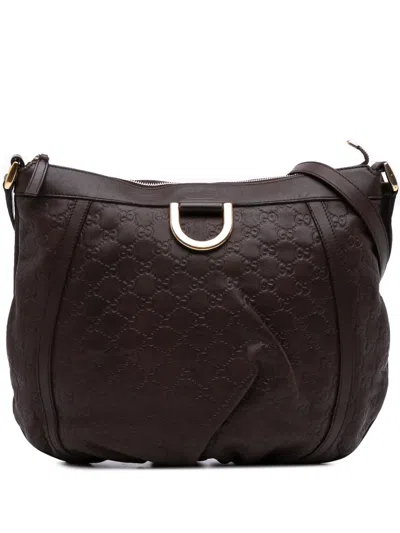 Pre-owned Gucci 2016-2025 Large Ssima Abbey D Ring Crossbody Bag In Brown