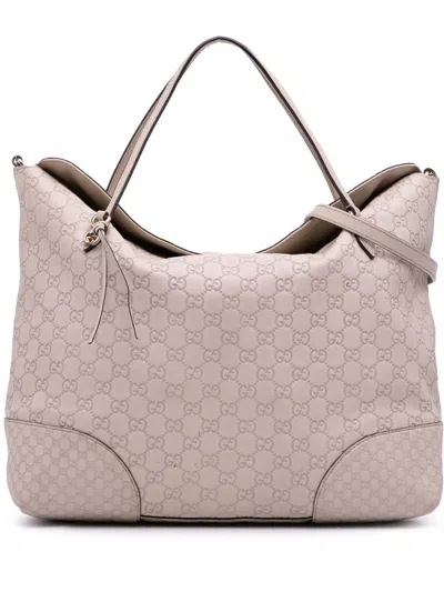Pre-owned Gucci 2016-2025 Large Ssima Bree Fold Over Tote Satchel In White