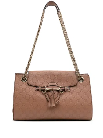 Pre-owned Gucci 2016-2025 Large Ssima Emily Shoulder Bag In Pink