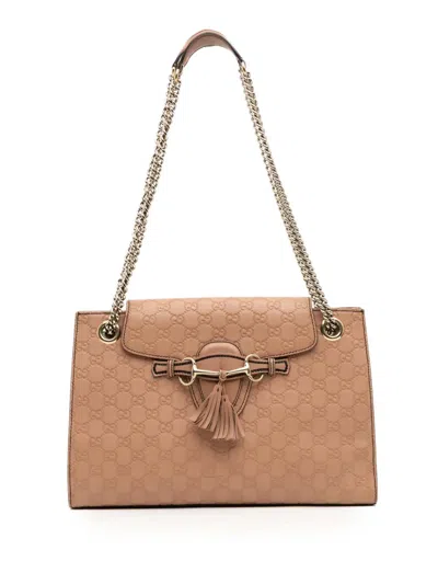 Pre-owned Gucci 2016-2025 Large Ssima Emily Shoulder Bag In Brown