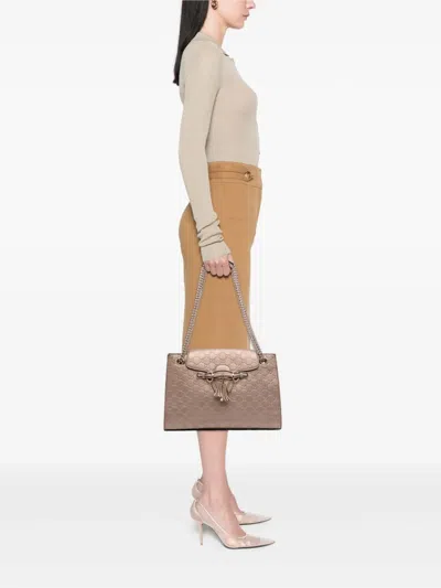 Pre-owned Gucci 2016-2025 Large Ssima Emily Shoulder Bag In Gold