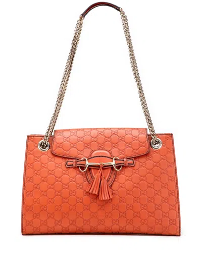 Pre-owned Gucci 2016-2025 Large Ssima Emily Shoulder Bag In Orange