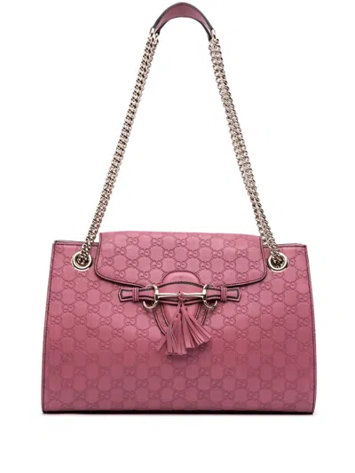 Pre-owned Gucci 2016-2025 Large Ssima Emily Shoulder Bag In Pink