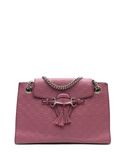 Pre-owned Gucci 2016-2025 Large Ssima Emily Shoulder Bag In Pink