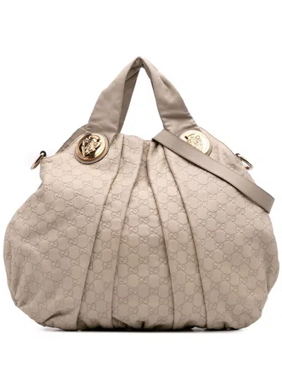Pre-owned Gucci 2016-2025 Large Ssima Hysteria Satchel In White