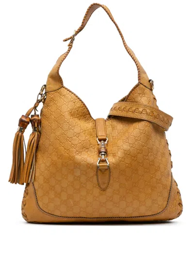 Pre-owned Gucci 2016-2025 Large Ssima New Jackie Satchel In Brown