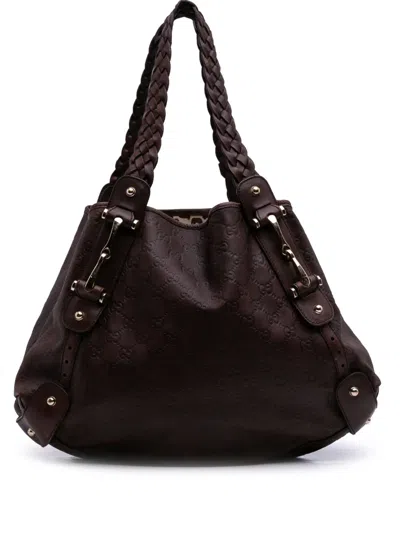 Pre-owned Gucci 2016-2025 Large Ssima Pelham Shoulder Bag In Brown