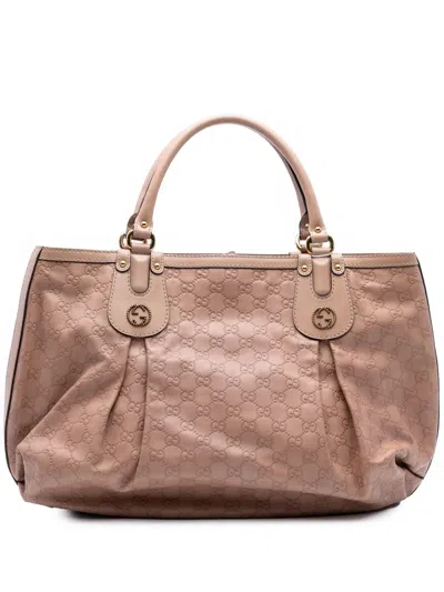 Pre-owned Gucci 2016-2025 Large Ssima Scarlett Tote Bag In Pink
