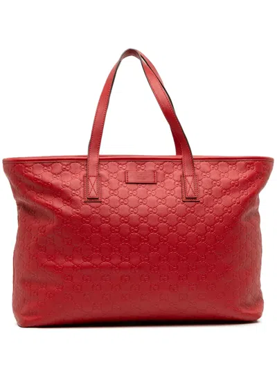 Pre-owned Gucci 2016-2025 Large Ssima Tote Bag In Red