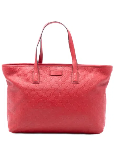 Pre-owned Gucci 2016-2025 Large Ssima Tote Bag In Red