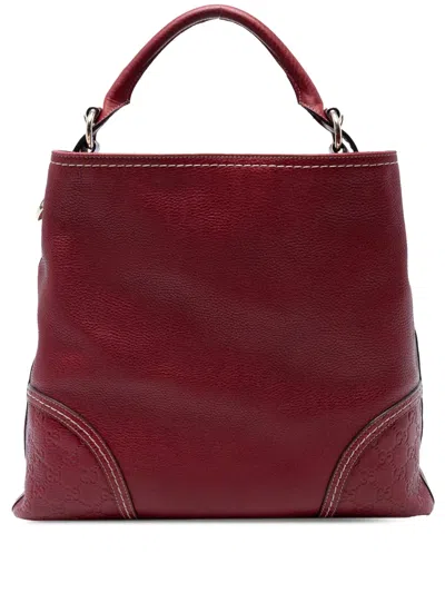 Pre-owned Gucci 2016-2025 Large Ssima Trimmed Leather Signoria Hobo Bag In Red