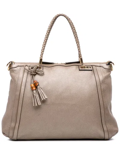 Pre-owned Gucci 2016-2025 Large Leather Bella Tote Satchel In Gold
