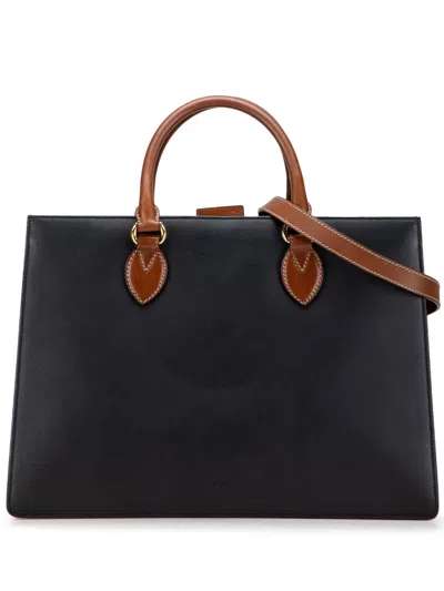Pre-owned Gucci 2016-2025 Large Leather Linea A Satchel In Black