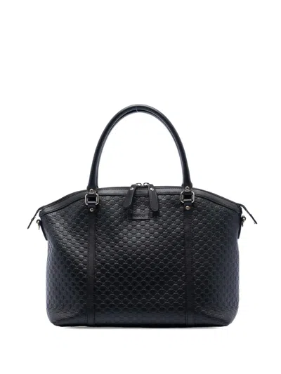 Pre-owned Gucci 2016-2025 Large Microssima Dome Satchel In Black