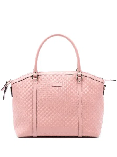 Pre-owned Gucci 2016-2025 Large Microssima Dome Satchel In Pink