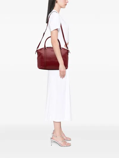 Pre-owned Gucci 2016-2025 Large Microssima Dome Satchel In Red
