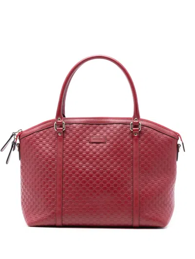 Pre-owned Gucci 2016-2025 Large Microssima Dome Satchel In Red