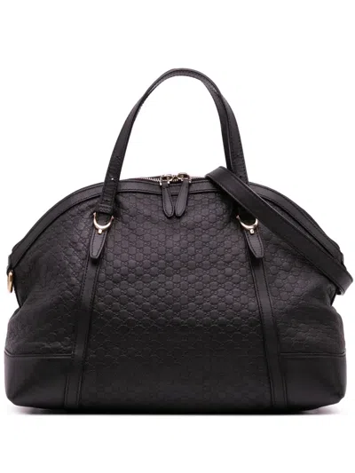 Pre-owned Gucci 2016-2025 Large Microssima Nice Dome Satchel In Black