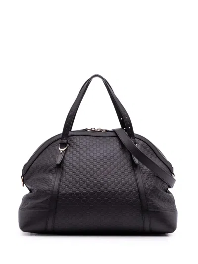 Pre-owned Gucci 2016-2025 Large Microssima Nice Dome Satchel In Black